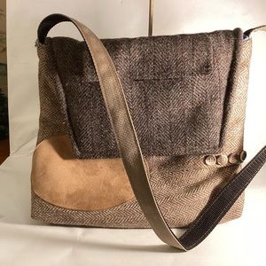 Handmade shoulder. Bag, made of wool jackets